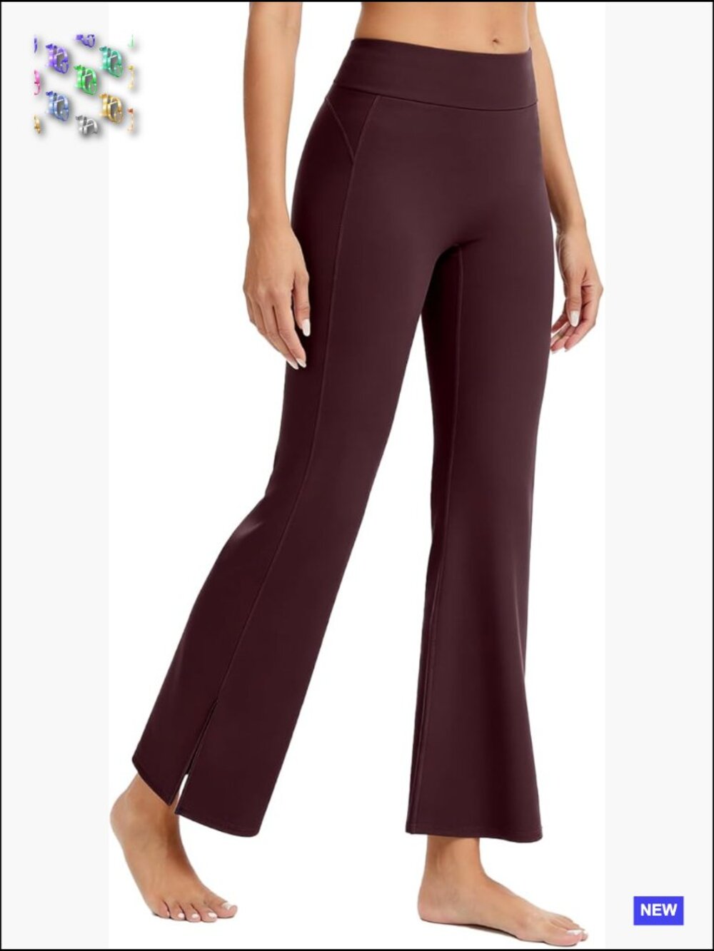 High Waist Side Slit Flare Workout Leggings Tummy Control Butt Lifting